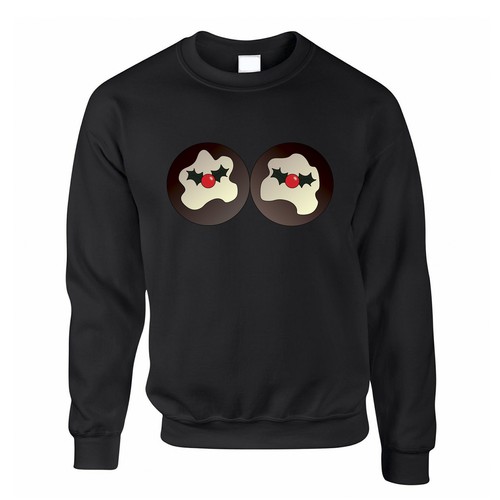 Maleducato Natale Felpa Christmas Pudding seni Novità amici GAG regalo neve