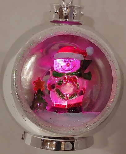 Details about / Lighted Snowy Snowman Color Changing Christmas Ornament New NWT