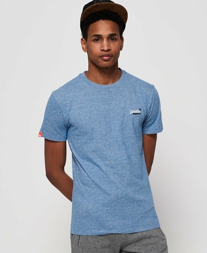 Superdry Mens T Shirt Orange Label Vintage Embroidery Tee Royal Blue Feeder