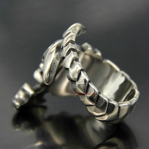 Hombre Vintage Tribal Escorpión Rojo Rubí Oval CZ Anillo Acero Inoxidable Banda Scorpio