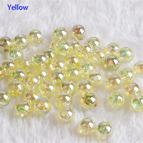 50pcs//Set 8mm AB Color Round Acrylic Beads with Hole For DIY Jewelry Making Top