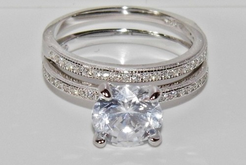925 Sterling Silver 2 Ring/'s size O 2.25ct Bridal Set Ring