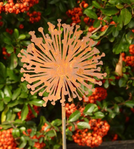 Edelrost Gartenstecker Pusteblume Metall Gartenstab Rankstab Beetstecker