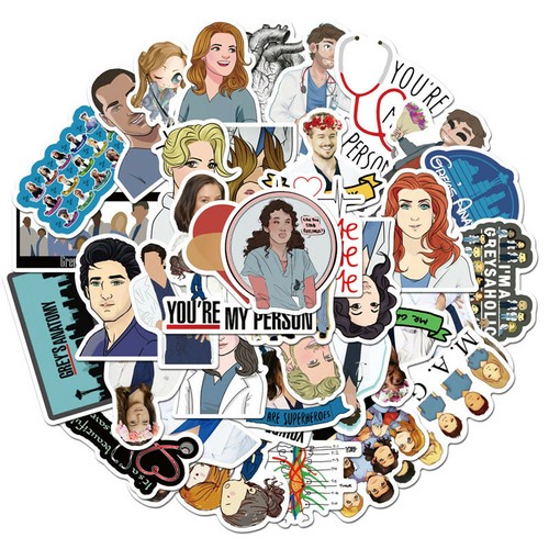 50pcs Grey/'S Anatomy Stickers Pack Tv Show Creative Funny Decals Luggage Fridge