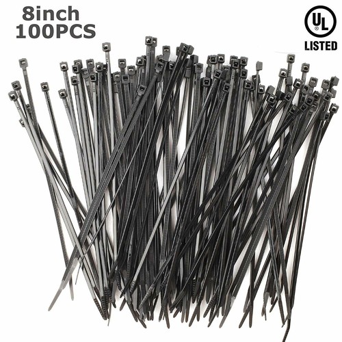 8/'/' Inch 45 LBS Nylon Cable Zip Wire Ties Wrap Reusable BLACK 100 Pack