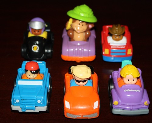 Lot of 6 Little People Wheelies Race Car Monkey W banana Cowboy Tow Truck Set 1