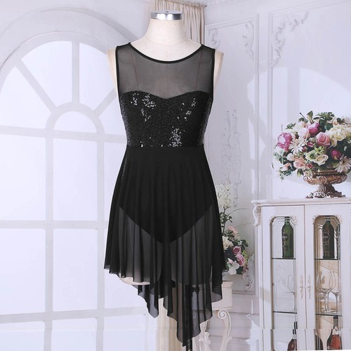 Womens Ballet Dress Sequins Ballerina Lyrical Tutu Dance Leotard Skirt Costume