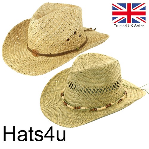 GENTS LADIES STRAW COWBOY HAT SELECT STYLE ONE SIZE NEW