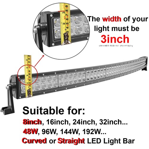 6X 8/" Inch Snap On Amber LED Light Bar Lens Cover ATV Offroad 50/" 52/" 54/" 42/" 32