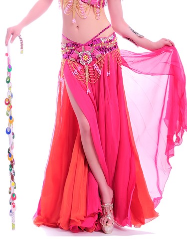 NEW Belly Dance Costume Skirt 2 layers with 2 side slits Skirt Dress Bollywood