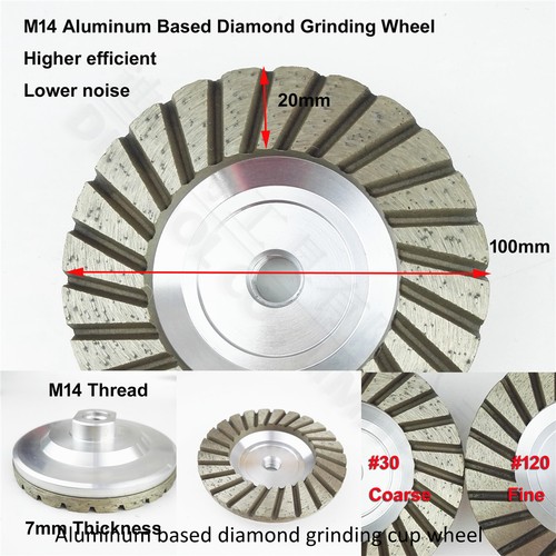 2pc Dia100mm Diamond Cup Grinding Turbo Wheel M14 #30 Segment Disc 4inch Granite