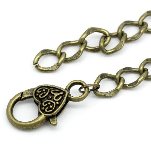 Wholesale Lots Heart Lobster Clasp Link Chain Bracelets Bronze Tone 20cm