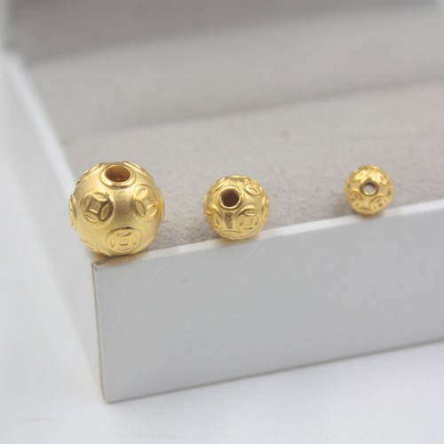 1PCS Hot Sale Pure 999 24K Yellow Gold 3D Pendant Lucky Coin Bead Pendant