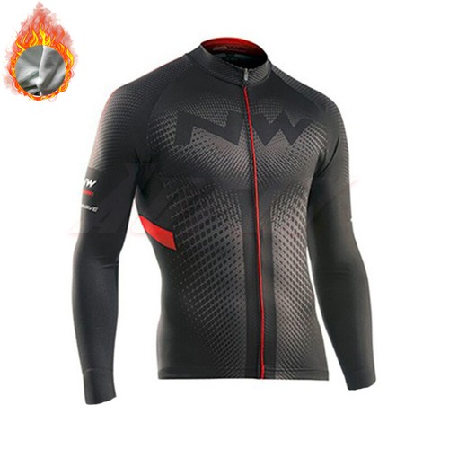 Herren Fleece Radtrikot Langarm Thermischer Fahrradtrikot Trikot Atmungsaktiv