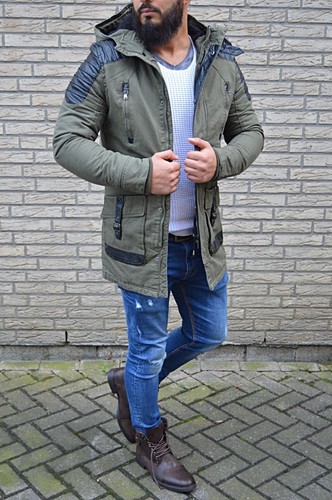 VERY SPECIAL HERREN LONG PARKER Winter Streetwear ClubSTYLE Rebell Mantel Jacke