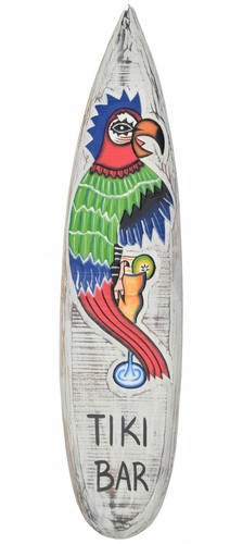 Décoration Planche de surf 100 cm Tiki bar Perroquet Planche De Surf Loro Hawaii Bar Palmiers