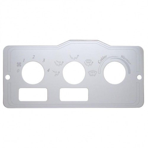 2 Square Openings Stainless Steel A//C Control Plate for Peterbilt Trucks