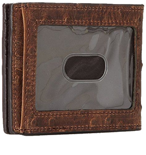 Double Barrel Western Mens Money Clip Bifold Leather Ostrich Coffee N5488602