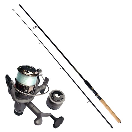 Angelset Spinnrutenset Steckrute 2,40 WG 20-60g Angelrolle Ersatzspule Schnur