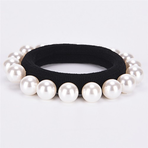Fashion Rhinestone Crystal Pearl Hair Band Rope Elastic Ponytail Holder R YH