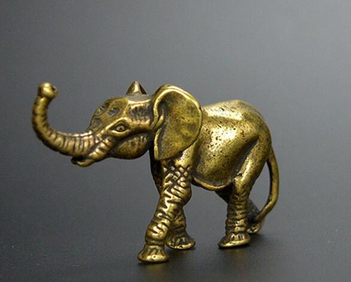 Chinese brass Carved elephant Small statue