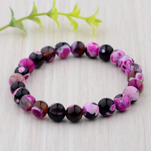 Fashion 8mm Colourful Natural Spots Beaded Gemstone Yoga Energy Reiki Bracelets
