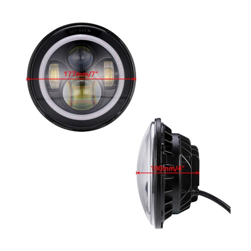 4x 7/'/' inch Round Headlight Hi-Lo Sealed Beam DRL Ring For Freightliner Century