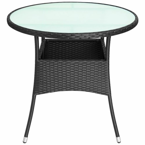 Mesa Ao Ar Livre vidaxl Poly Rattan 23.6/"x29/" Preto Pátio Quintal Lateral Stand ✓