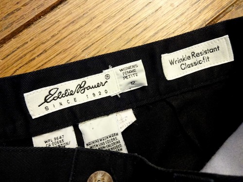 Eddie Bauer Pleated Black Wrinkle Resistant Chino Pants Size 12P