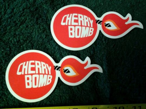 Lot of 2 Classic Cherry Bomb Glass Pack Muffler Decals Stickers Rat Hot Rod