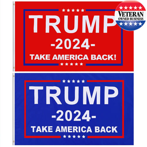 Donald Trump 2024 Flag Take America Back 3x5 Ft with Grommets 50x2 Blue and Red 