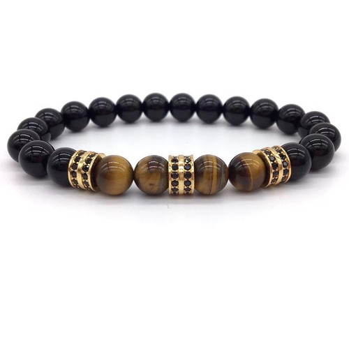 Homme Bracelet 8 mm Pierre Perles avec Hématite Perles Bracelet Breloque