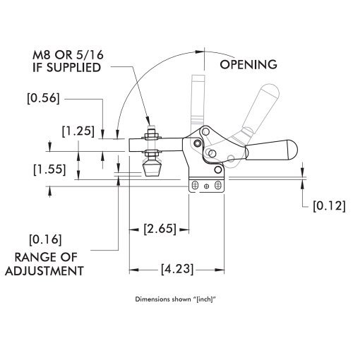 DE-STA-CO 227-U Horizontal Hold-Down Toggle Locking Clamp with U-Shaped Bar and