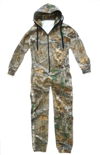 GENTS OAK TREE CAMO JUMP SUIT cotton Mens hunters warm thermal all in one onesie