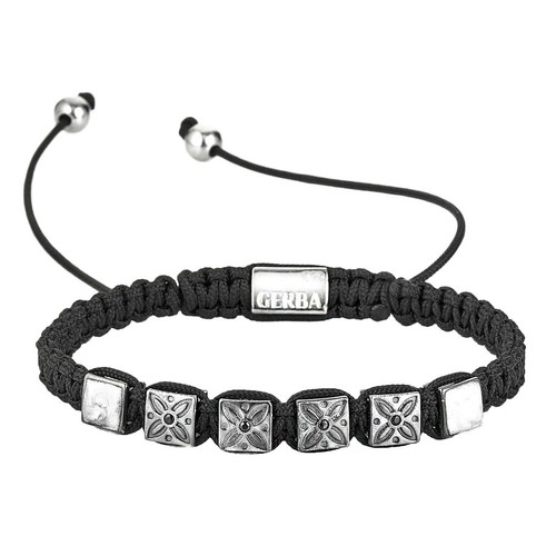 Bracciale Macramè GERBA SILVER LUXURY con Piastrine in Argento 925 Logate