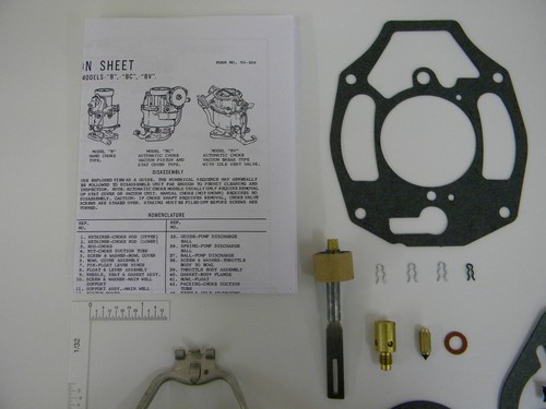 Rochester 1 BBL BC BV B 1932-1962 Carburetor Kit 235 L6 Chevy With Brass Float