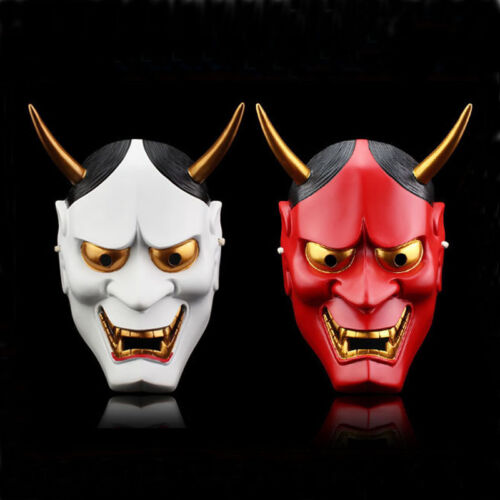 New Horror Japanese Noh Hannya Resin Mask Evil Demon Devil Horned Halloween Prop