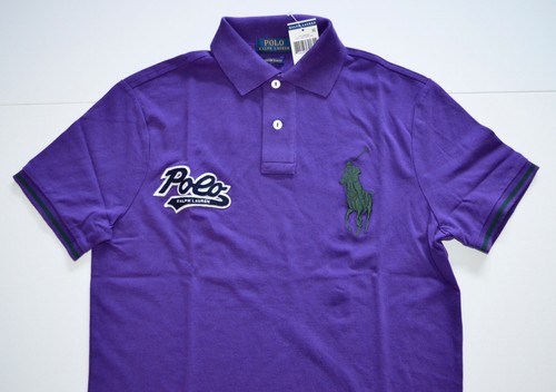 Custom Slim M NWT Men/'s Ralph Lauren Short-Sleeve Polo Shirt Purple Medium