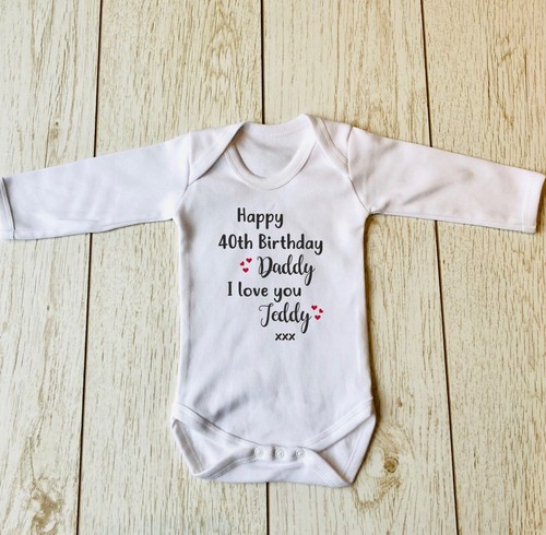 Happy Birthday Daddy Personalizzato Nome Età a maniche lunghe Bambino Body Canotta Body