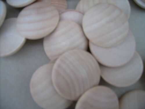COIN BUTTON. WOODEN DOMED 15x 1 1//2/" HARDWOOD PLAIN NATURAL DISC UNFINISHED
