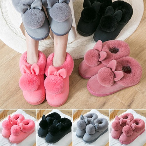 Unisex Cartoon Weich Plüsch Pantoffel Winter Warm Dick Heim Hausschuhe Hase