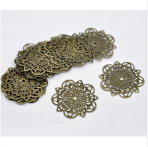 Wholesale New 30 pcs Bronze Tone Filigree Flower Wraps Connectors 46mm