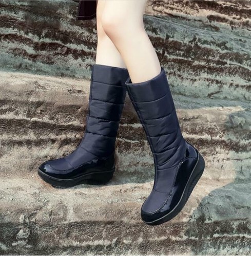 Details about / Women Girls Winter Warm Snow Mid Calf Boots Thicken Wedge Round Toe Creepers New
