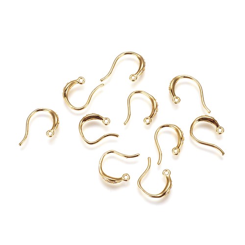 Or 5pc Laiton Plaqué Zircon Boucle d/'oreille Crochet Dangle pendre Boucle Earwire 17 mm