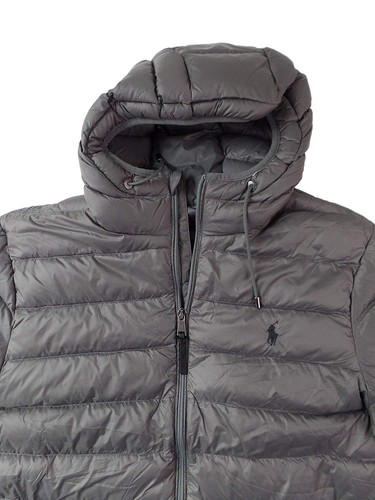 New Grey Polo Ralph Lauren Men/'s Hooded Down Jacket Packable M XL XXL