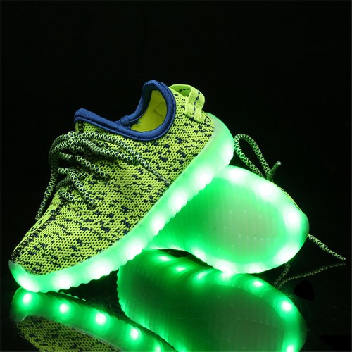 Unisex Children USB LED Light Shoes Luminous Sneakers Kids Lace Up Sport Shoes
