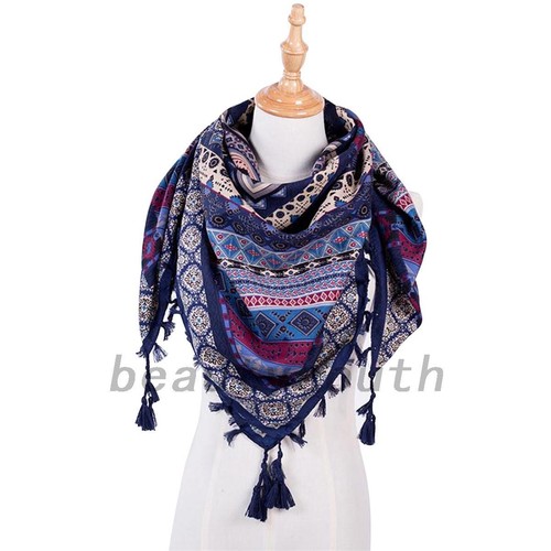 Women/'s Bohemia Folk Warm Blanket Scarf Gorgeous Wrap Shawl With Tassel Printed