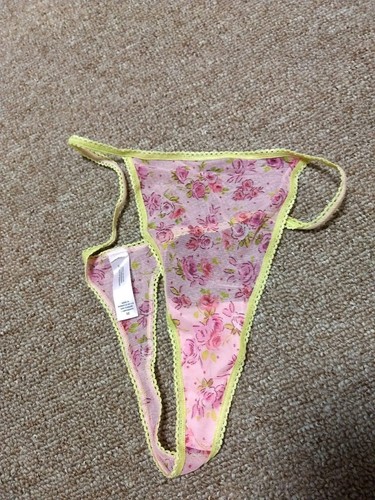Victorias Secret Vintage Very Sweet Mesh String Thong Medium Pinkroses NWOT