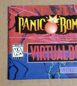 Panic Bomber Virtual Boy Instruction Booklet Manual Only Nintendo