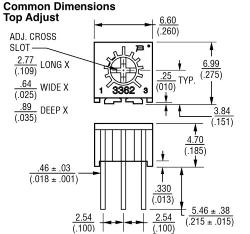 10x 100k Mini horizontal preset Bourns 3362P-1-104 Trimmer 
